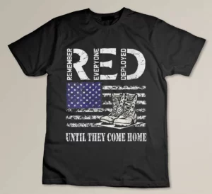 Womens RED Friday Military Until They Come Home My Soldier US Flag T-shirt
