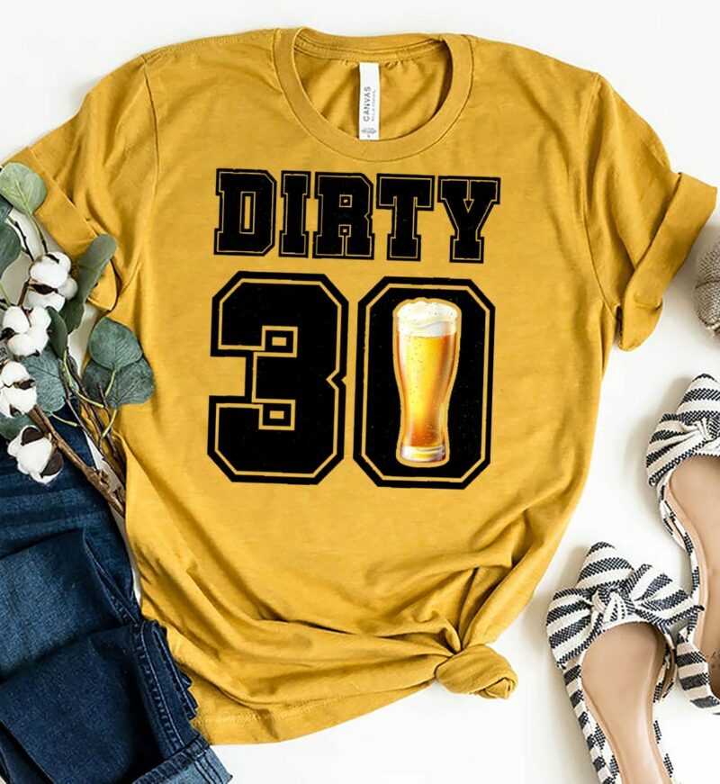 aGold Shirt Hello 30 Dirty 30. Vintage Dirty Thirty Birthday Bear T Shirt 1