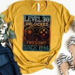 Level 30 Unlocked Shirt 30 Year Old 30th Birthday Gamer Men Custom T-shirt