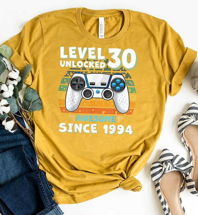 aGold Shirt Turning 30 Birthday Decorations Men 30th BDay 1994 Birthday T Shirt