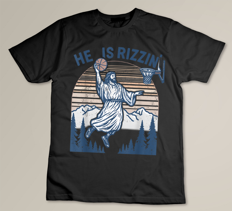 He Is Risen Rizzin' Easter Jesus Christian Faith Basketball T-Shirt