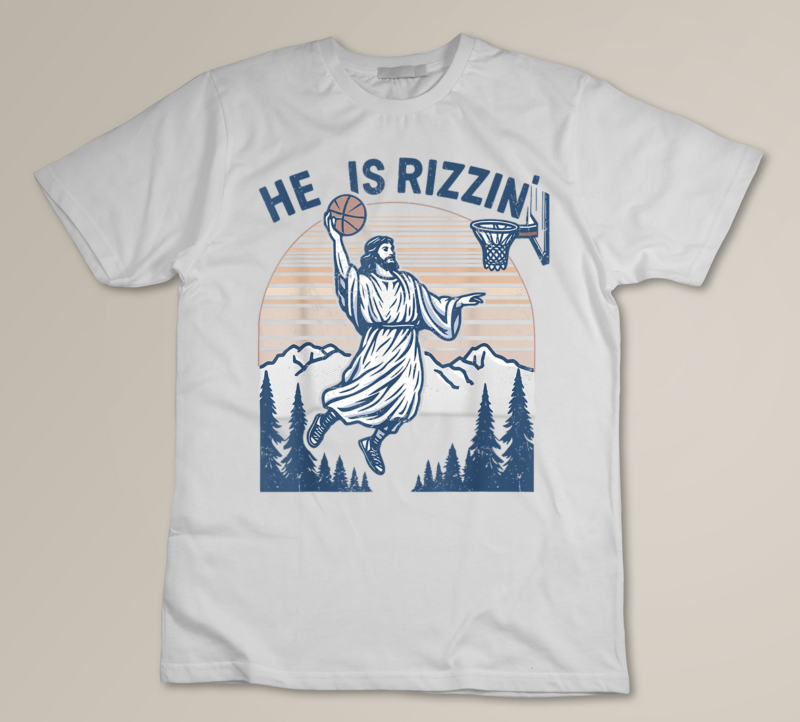 He Is Risen Rizzin' Easter Jesus Christian Faith Basketball T-Shirt