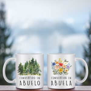 2 Pcs Promoted to Abuela and Abuelo Coffee Mugs Set New Grandparents Gifts First Time 2025 Grandma and Grandpa Pregnancy Announcement Gifts Christmas Gifts for New Grandparents
