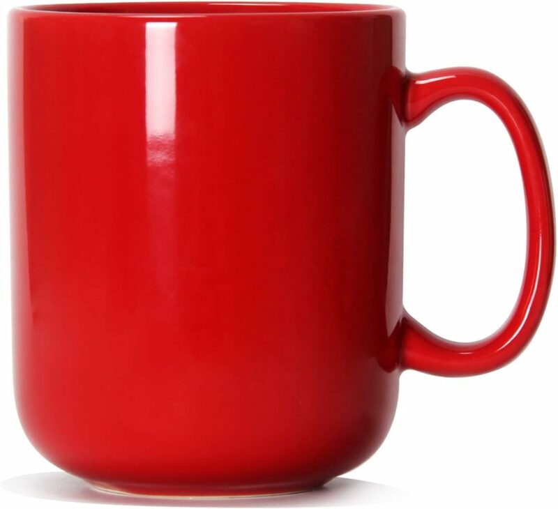20 OZ Large Coffee Mug, Smilatte M016 Plain Ceramic Boss Big Tea Cup with Handle for Dad Men, Red