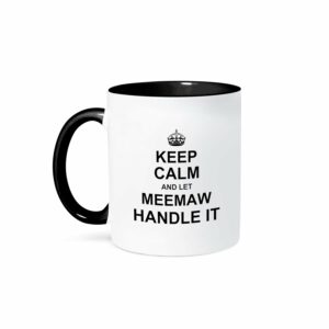 3dRose Keep Calm And Let Mammy Handle It Fun Funny Grandma Grandmother Gift Ceramic Mug, 11 oz, Black