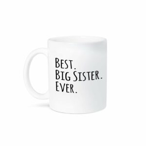 3dRose mug_151535_1 Best Big Sister Ever Gifts for Elder and Older Siblings Black Text Ceramic Mug, 11-Ounce