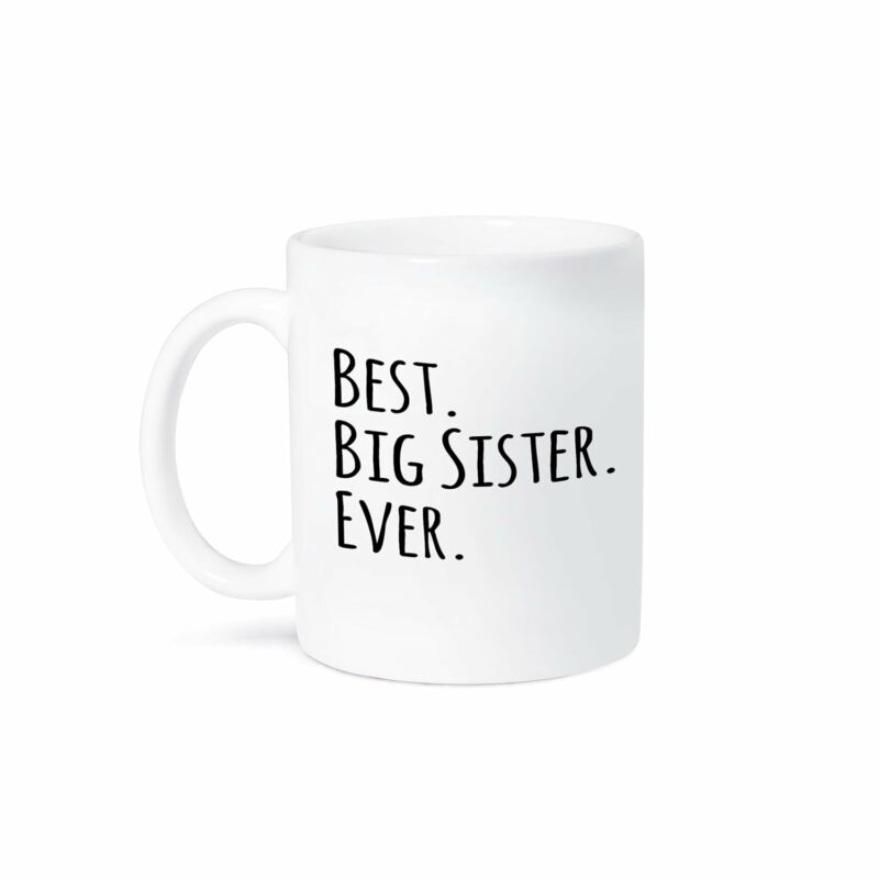 3dRose mug_151535_1 Best Big Sister Ever Gifts for Elder and Older Siblings Black Text Ceramic Mug, 11-Ounce
