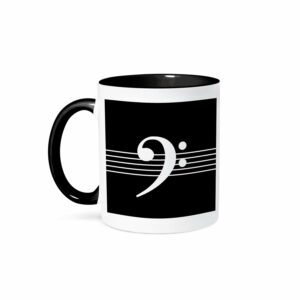 3dRose Treble G-Clef Staves Staff Black And White Music Gift Mug, 1 Count (Pack of 1)