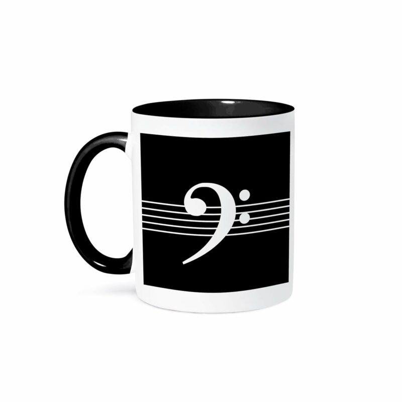 3dRose Treble G-Clef Staves Staff Black And White Music Gift Mug, 1 Count (Pack of 1)