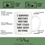 5Aup Christmas Gifts Funny Quote Office Coffee Mug 11 Oz, I Survived Another Meeting That Could Have Been an Email, Unique Inspirational and Souvenir Gifts for Co-worker Colleague