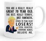 70th Birthday Gift Trump Mug,11 Ounces, Funny Donald Trump Gag Coffee Mugs,1952 70 Year Old Birthday Gifts for Him, Friend, Dad, Brother, Husband, Grandpa, Coworker