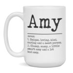Amy Coffee mug name meaning definition smart assy funny Gift, 15-Ounce White