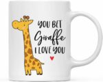 Andaz Press Valentine’s Day Funny 11oz. His Her Couples Coffee Mug Gift, You Bet Giraffe I Love You, Giraffe Heart Graphic, 1-Pack, Gift Box Giraffe Valentines Mug Valentines...