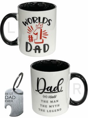 Best Dad Mug - Dad The Man The Myth The Legend Mug - White 11oz Dad Coffee Mug -World's #1 Dad - Ceramic Coffee Mug for Fathers - Dad Christmas Gift & Gifts for Dad