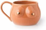 BIEN BEAU Speckled Ceramic Female Form Mug with golden heart nips, White Elephant Gift, Funny Large Coffee Boob Cup, Feminist Gift, Perfect for Bachelorette Parties, Christmas,...