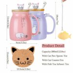 BigNoseDeer 2Pcs Kawaii Cat Mug Cute Tea Cup with Infuser Ceramic Coffee Mugs Cute Cool Preppy Stuff Gifts for Women Cat Gifts for Cat lovers13oz…