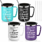 Bokon 4 Sets Employee Appreciation Coffee Mug Gifts 17oz Thank You Coffee Tumbler You Are Awesome Gifts Inspirational Travel Mugs Appreciation Gift for Women Men Team...
