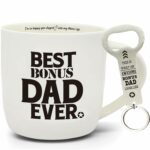 Bonus Dad Coffee Mug 12oz Ceramic, Stepfather Keychain Bottle Opener, Best Bonus Dad Ever Gifts from Son Daughter, Thank You Gift for Stepdad, Fathers Day, Birthday, Christmas,...