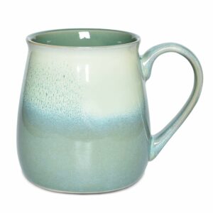 Bosmarlin Large Ceramic Coffee Mug, Green Big Tea Cup for Office and Home, 21 Oz, Dishwasher and Microwave Safe (Pale Green, 1)