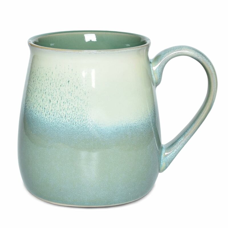 Bosmarlin Large Ceramic Coffee Mug, Green Big Tea Cup for Office and Home, 21 Oz, Dishwasher and Microwave Safe (Pale Green, 1)