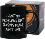 Bubble Hugs Realtors Coffee Mugs - Gifts for Women Real Estate Agent Salesman Employees - Best Closer Sold (Design 2 Black, 11 Oz)