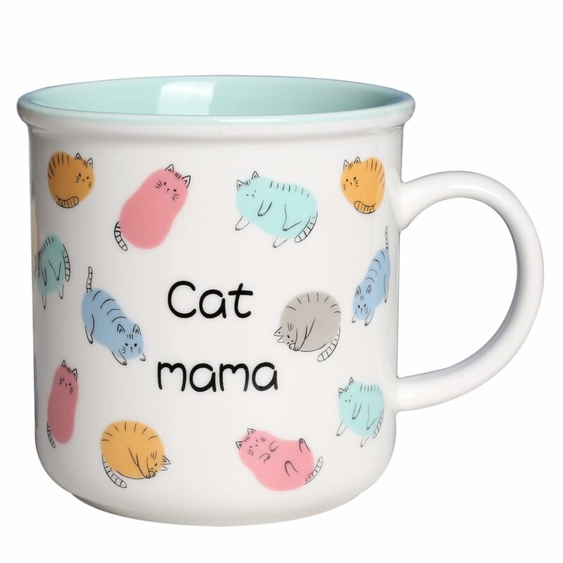 Cat Mom Gifts for Women, Cute Cat Mama Coffee Mug, Funny Ceramic 16oz Cup for Cat Lover, Wife, Aunt, Daughter, Sister, Best Friends, BFF, Coworker, Birthday, Thanksgiving,...