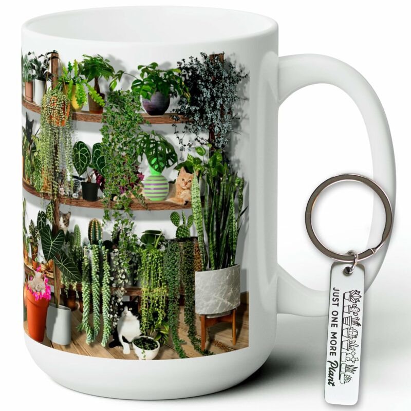 Cat & Plant Lovers Mug - Gardening Gift For Women, Cat Mom Present, Plant Lady Gift