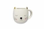 Ceramic Animal Theme Coffee Mug Cup (White Kitty)
