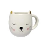 Ceramic Animal Theme Coffee Mug Cup (White Kitty)