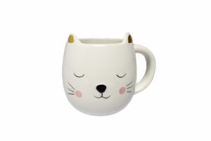 Ceramic Animal Theme Coffee Mug Cup (White Kitty)