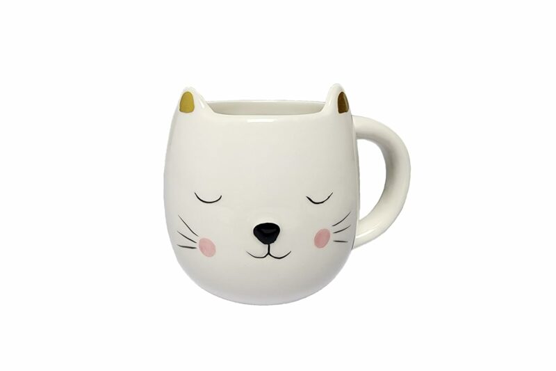 Ceramic Animal Theme Coffee Mug Cup (White Kitty)
