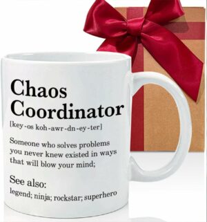 Chaos Coordinator Mug Thank You Gifts for Teacher, Thank You Gifts for Women Boss Lady Manager Teacher Assistant Mom, Office Gifts for Coworkers Boss, Appreciation Gifts for...