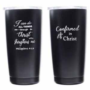Christian Catholic Church Bible Verse Patron Saint of Coffee Mug,Holy Prayer Scripture Baptism,Confirmation Gifts Mugs,20oz (confirmed in christ,Phil 4:13)