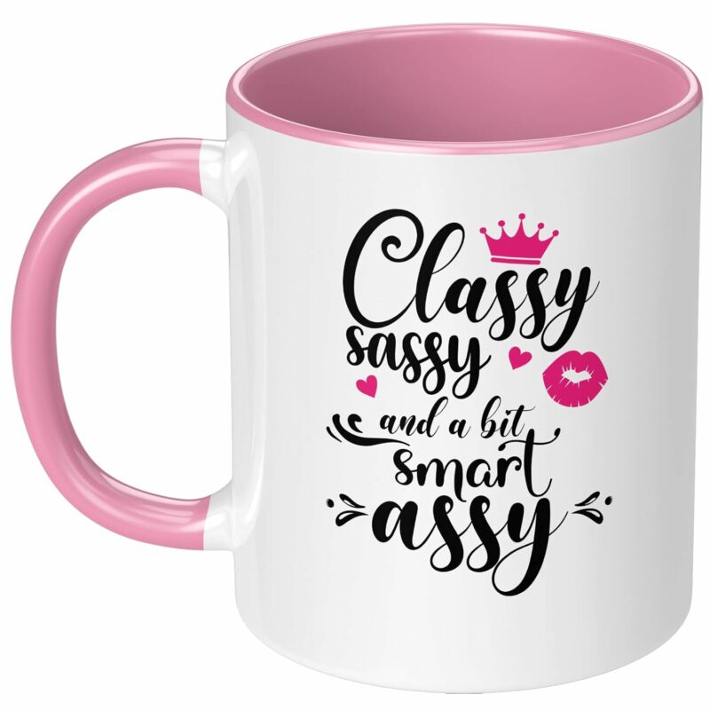 Classy Sassy a Bit Smart Assy Ceramic Coffee Mug Cute Birthday Present for Woman White Elephant Gift Exchange for Friend Coworker Boss Lady Wife Girlfriend Graduation Gift Tea...