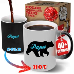 Color-Changing Cute Coffee Mugs 12oz - Papa Bear - Ceramic Mug for Dad. Cute Cup & Cool Mugs for Father of the Year. Selling Best Personalized Mug & Gift Idea for Men who Have...