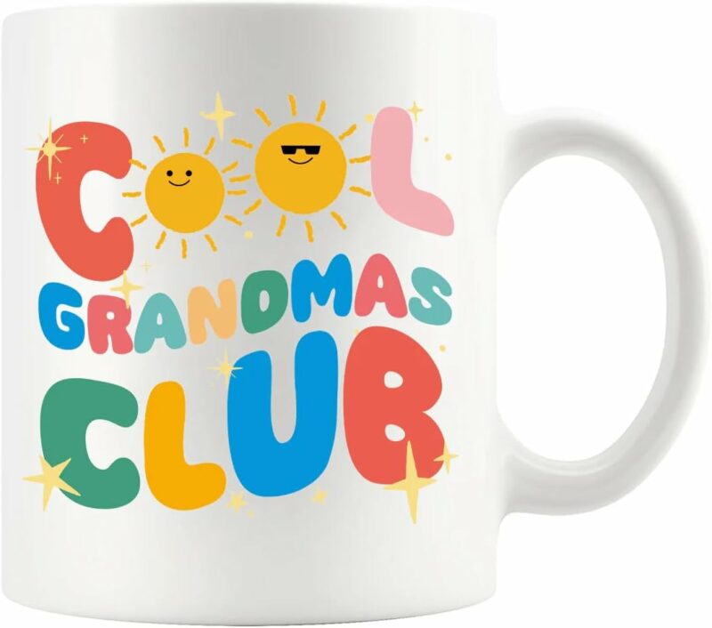 Cool Grandma Club Grandma Gifts From Granddaughter Grandson Husband Daughter Son Mothers Day Grandmother Abuela Ceramic Mug 11 oz White