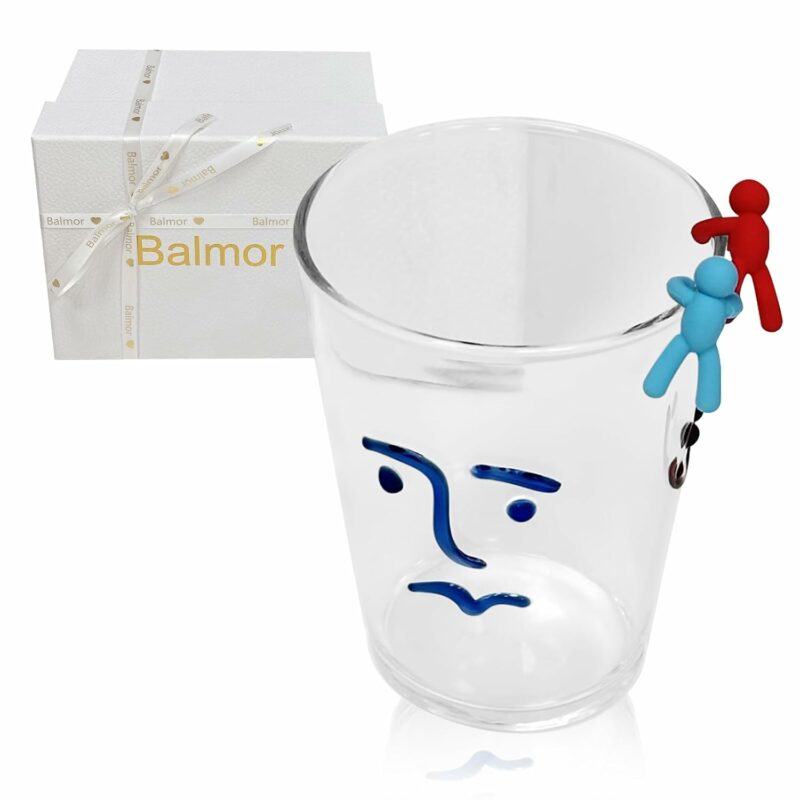 Creative 3D Hand Blow Iced Coffee Glass Drinking Glasses With Gift Box For Birthday Handmade Smile Earring Pattern Luxury Gift For Strudent Mother's Valentines Day Wedding...