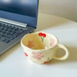 Creative Cute Coffee Mug Floral Ceramic Coffee Mug Flower Cute Cup for Women Girl 8.5oz Handmade Hot Chocolate Mugs for Latte Milk Tea Valentine’s Day Mother’s Day Birthday...