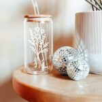 Cute Glass Cups with Lids and Straws, Aesthetic Iced Coffee Cup, Flower Mugs, Personalized Tumbler with Straw, Birthday Gifts for Women Friend Sister Her Coffee Lover Bridesmaid...