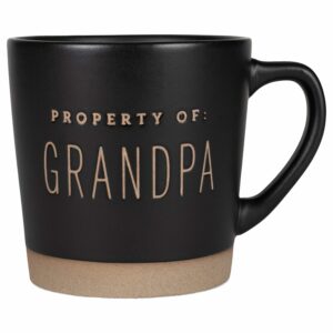DEMDACO Property of Grandpa Matte Black with Unglazed Base 16 ounce Ceramic Stoneware Coffee Mug Cup