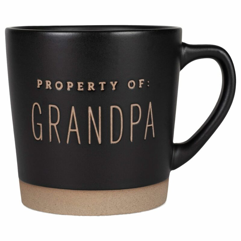 DEMDACO Property of Grandpa Matte Black with Unglazed Base 16 ounce Ceramic Stoneware Coffee Mug Cup