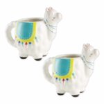 DII Ceramic Gift Mug Collection Hand Painted Funny Shaped Tea/Coffee Cup Set, 12 Ounce, Llama, 2 Count