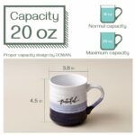 DOWAN 20 oz Coffee Mugs, Large Mugs with Word Blessed Grateful, Porcelain Coffee Cup, Thank You Gifts for Mom Dad, Set of 2