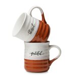 DOWAN 20 oz Large Coffee Mugs, Ceramic Mug Set with Word Blessed Grateful, Big Tea Cup for Office & Home, Thank You Gift for Women Men Mom Dad Christian, 2 Pcs