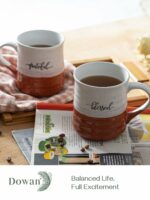DOWAN 20 oz Large Coffee Mugs, Ceramic Mug Set with Word Blessed Grateful, Big Tea Cup for Office & Home, Thank You Gift for Women Men Mom Dad Christian, 2 Pcs