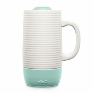 Ello Jane 18oz Ceramic Travel Mug with Handle, Splash-Resistant Slider Lid and Built-in Coaster, Perfect for Coffee and Tea, BPA Free, Dishwasher Safe, Gift for Holiday Him Her...
