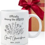 EST 2025 New Grandma Coffee Mug Gift, Promoted to Be Grandmother, New Great Grandma Gifts, Pregnancy Reveal Announcement Mug Gifts, Baby Reveal Publicity