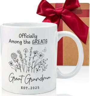 EST 2025 New Grandma Coffee Mug Gift, Promoted to Be Grandmother, New Great Grandma Gifts, Pregnancy Reveal Announcement Mug Gifts, Baby Reveal Publicity
