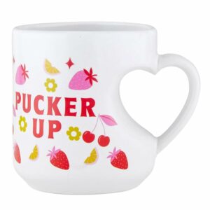 Faithworks Heartfelt Coffee Mug - Stoneware Coffee Cup/Mug with Heart Handle, 12-Ounce, Pucker Up