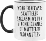Fatbaby Funny Coffee Mug Gifts For Coworkers Friends,Birthday Christmas Thanksgiving Gag Gifts For Women Men,Work Forecast Office Sarcastic Tea Cup 11 OZ